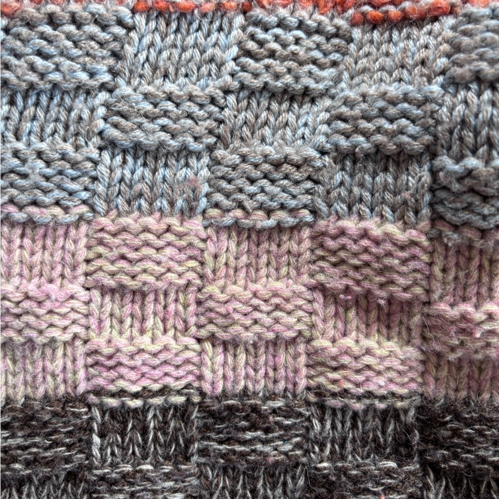 Knit Multicolor Shawl Collar Sweater Cozy Boho Cottagecore Chunky Knit | L - Picture 3 of 3